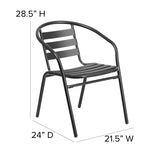 Black Metal Restaurant Stack Chair with Aluminum Slats