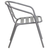 Silver Metal Restaurant Stack Chair with Aluminum Slats