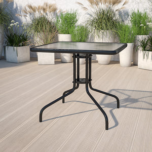 31.5'' Square Tempered Glass Metal Table