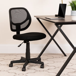 Low Back Black Mesh Swivel Task Office Chair with Curved Square Back