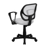 Low Back White Mesh Swivel Task Office Chair with Arms