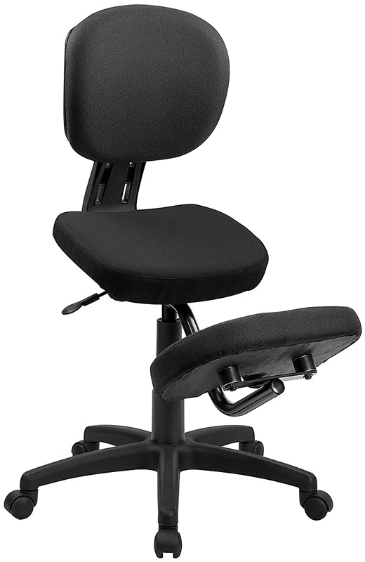 Mobile Ergonomic Kneeling Posture Task Office Chair with Back in Black Fabric