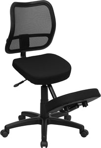 Mobile Ergonomic Kneeling Swivel Task Office Chair with Black Mesh Back and Fabric Seat