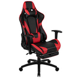 X30 Gaming Chair with Footrest and Fully Reclining Back in Red and Black LeatherSoft