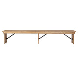 HERCULES Series 8' x 12'' Antique Rustic Solid Pine Folding Farm Bench with 3 Legs