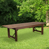 HERCULES Series 9' x 40" Rectangular Antique Rustic Solid Pine Folding Farm Table
