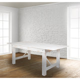 HERCULES Series 8' x 40" Rectangular Antique Rustic White Solid Pine Folding Farm Table