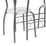 Sutton 3 Piece Space-Saver Bistro Set with White Glass Top Table and White Vinyl Padded Chairs