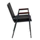 HERCULES Series Heavy Duty Black Vinyl Stack Chair with Arms