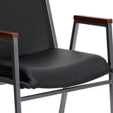 HERCULES Series Heavy Duty Black Vinyl Stack Chair with Arms