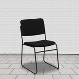 GLATT Series 500 lb. Capacity High Density Black Vinyl Stacking Chair with Sled Base