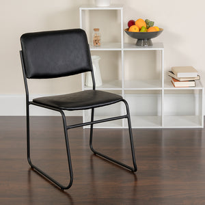 HERCULES Series 500 lb. Capacity High Density Black Vinyl Stacking Chair with Sled Base XU-8700-BLK-B-VYL-30-GG