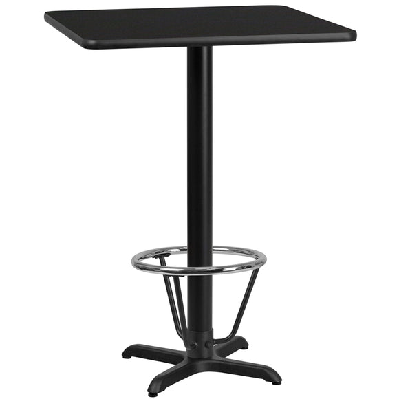 30'' Square Black Laminate Table Top with 22'' x 22'' Bar Height Table Base and Foot Ring by Office Chairs PLUS