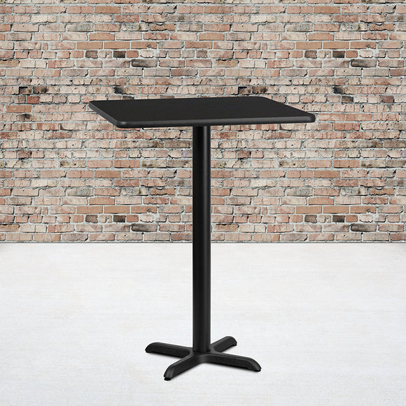 30'' Square Black Laminate Table Top with 22'' x 22'' Bar Height Table Base by Office Chairs PLUS
