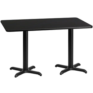 30'' x 60'' Rectangular Black Laminate Table Top with 22'' x 22'' Table Height Bases by Office Chairs PLUS