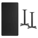 30'' x 60'' Rectangular Black Laminate Table Top with 22'' x 22'' Table Height Bases