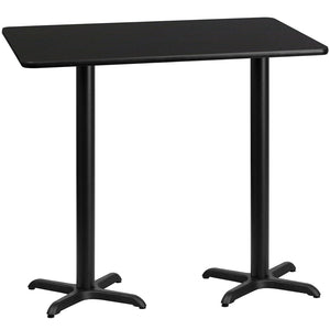 30'' x 60'' Rectangular Black Laminate Table Top with 22'' x 22'' Bar Height Table Bases by Office Chairs PLUS