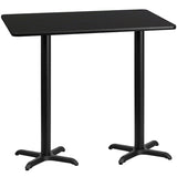 30'' x 60'' Rectangular Black Laminate Table Top with 22'' x 22'' Bar Height Table Bases by Office Chairs PLUS