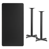 30'' x 60'' Rectangular Black Laminate Table Top with 22'' x 22'' Bar Height Table Bases