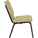 HERCULES Series 18.5''W Stacking Church Chair in Beige Patterned Fabric - Gold Vein Frame