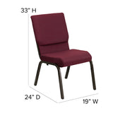 HERCULES Series 18.5''W Stacking Church Chair in Burgundy Patterned Fabric - Gold Vein Frame