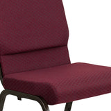 HERCULES Series 18.5''W Stacking Church Chair in Burgundy Patterned Fabric - Gold Vein Frame