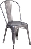 Clear Coated Metal Indoor Stackable Chair