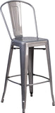 30'' High Clear Coated Indoor Barstool with Back