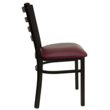 HERCULES Series Black Ladder Back Metal Restaurant Chair - Burgundy Vinyl Seat