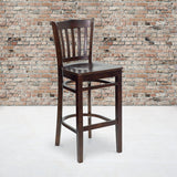 HERCULES Series Vertical Slat Back Walnut Wood Restaurant Barstool by Office Chairs PLUS