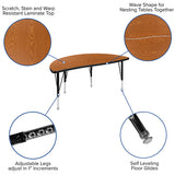 2 Piece Mobile 47.5" Circle Wave Flexible Grey Thermal Laminate Kids Adjustable Activity Table Set