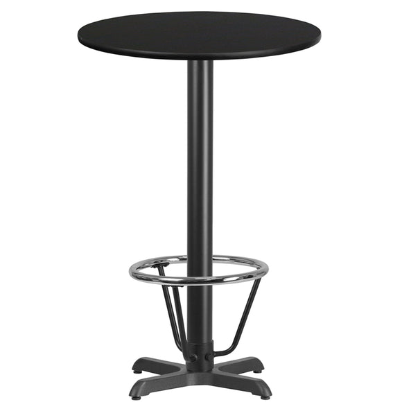 24'' Round Black Laminate Table Top with 22'' x 22'' Bar Height Table Base and Foot Ring by Office Chairs PLUS