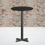 24'' Round Black Laminate Table Top with 22'' x 22'' Bar Height Table Base by Office Chairs PLUS