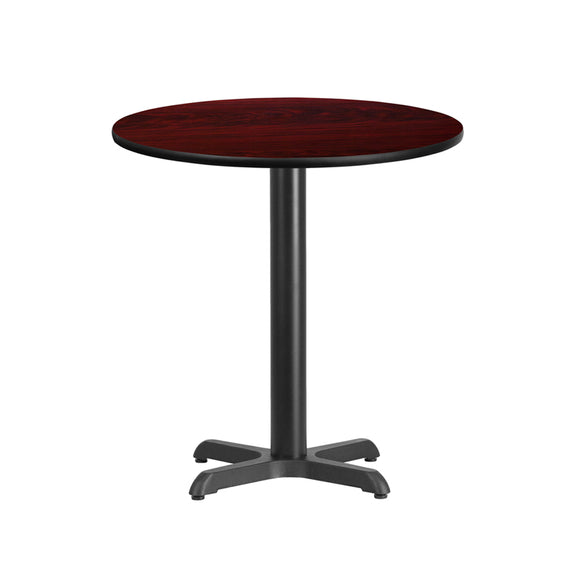 24'' Round Mahogany Laminate Table Top with 22'' x 22'' Table Height Base by Office Chairs PLUS