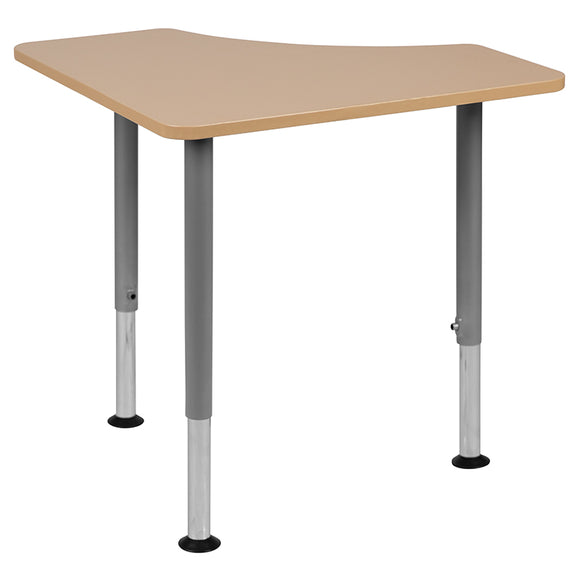 Triangular Natural Collaborative Student Desk (Adjustable from 22.3