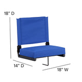 Grandstand Comfort Seats - 500 lb. Rated Lightweight Stadium Chair with Handle & Ultra-Padded Seat, Blue
