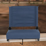 Grandstand Comfort Seats by Flash - 500 lb. Rated Lightweight Stadium Chair with Handle & Ultra-Padded Seat, Navy Blue
