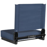 Grandstand Comfort Seats For Bleachers- 500 lb. Rated Lightweight Stadium Chair with Handle & Ultra-Padded Seat, Navy Blue