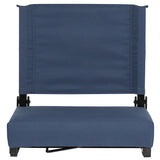 Grandstand Comfort Seats For Bleachers- 500 lb. Rated Lightweight Stadium Chair with Handle & Ultra-Padded Seat, Navy Blue