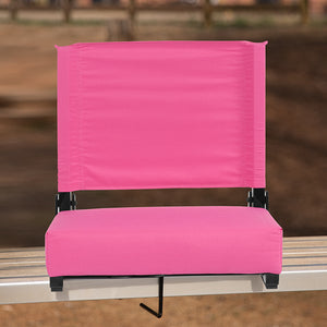 Grandstand Comfort Seats by Flash - 500 lb. Rated Lightweight Stadium Chair with Handle & Ultra-Padded Seat, Pink