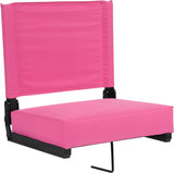 Grandstand Comfort Seats for bleachers - 500 lb. Rated Lightweight Stadium Chair with Handle & Ultra-Padded Seat, Pink