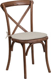 HERCULES Series Stackable Pecan Wood Cross Back Chair with Cushion
