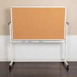 HERCULES Series 45.25"W x 54.75"H Double-Sided Mobile White Board with Pen Tray by Office Chairs PLUS