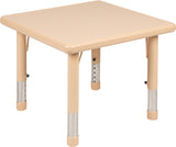 24" Square Natural Plastic Height Adjustable Activity Table