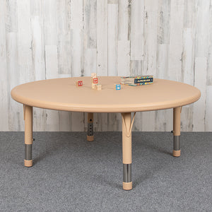 45" Round Natural Plastic Height Adjustable Activity Table