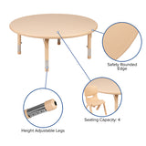 45" Round Natural Plastic Height Adjustable Activity Table