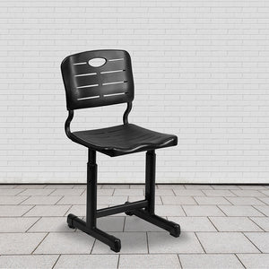 Adjustable Height Black Student Chair with Black Pedestal Frame