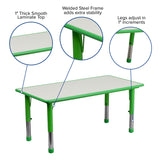 23.625''W x 47.25''L Rectangular Green Plastic Height Adjustable Activity Table with Grey Top
