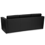 HERCULES Trinity Series Contemporary Black LeatherSoft Sofa with Stainless Steel Base 